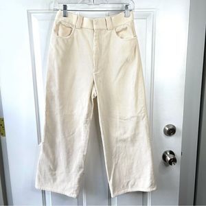 Helmut Lang Cropped Wide Leg Corduroy Cream Pants Size 4